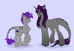 Size: 2160x1493 | Tagged: safe, artist:enderbee, oc, oc:enderbee, pony, unicorn, colored, female, flat colors, full body, horn, long hair, long tail, mare, purple hair, short hair, simple background, sketch, tail