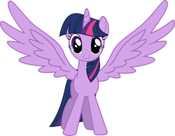 Size: 6000x4664 | Tagged: safe, artist:timeimpact, twilight sparkle, alicorn, pony, g4, magical mystery cure, .psd available, female, mare, my wings are so pretty, pose, simple background, solo, spread wings, transparent background, twilight sparkle (alicorn), vector, wings