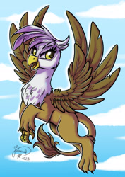 Size: 1920x2716 | Tagged: safe, artist:julunis14, gilda, griffon, g4, female, flying, solo