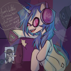 Size: 1000x1000 | Tagged: safe, artist:sizack, dj pon-3, octavia melody, vinyl scratch, earth pony, pony, unicorn, g4, anatomically incorrect, angry, bambee, duo, female, grumpy, headphones, incorrect leg anatomy, lesbian, mare, ship:scratchtavia, shipping, singing, solo focus, song reference