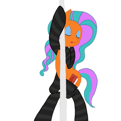 Size: 891x896 | Tagged: safe, artist:artsygum, artist:phantomsickness, artist:script singer nsfw, edit, oc, oc only, oc:script singer, earth pony, pony, base used, bipedal, clothes, earth pony oc, eyes closed, female, mare, simple background, socks, solo, striped socks, stripper pole, trace, transparent background