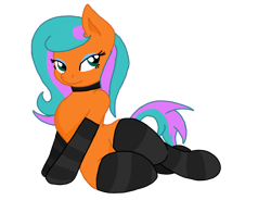 Size: 839x617 | Tagged: safe, artist:joey darkmeat, artist:script singer nsfw, edit, oc, oc only, oc:script singer, earth pony, pony, base used, bedroom eyes, clothes, earth pony oc, female, mare, simple background, socks, solo, striped socks, trace, transparent background