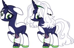 Size: 2329x1527 | Tagged: safe, artist:kurosawakuro, oc, pony, unicorn, bags under eyes, base used, broken horn, closed mouth, coat markings, colored ears, colored hooves, colored muzzle, cracked horn, ear piercing, earring, ears back, female, frown, green eyes, hairband, horn, jewelry, leg scar, lightly watermarked, looking down, mare, offspring, pale belly, parent:hoo'far, parent:limestone pie, parents:hoo'stone, piercing, raised hoof, scar, simple background, socks (coat markings), solo, standing, transparent background, unicorn oc, watermark