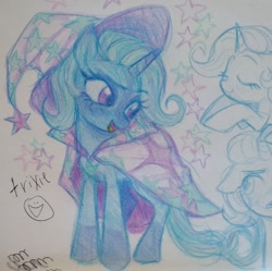 Size: 1426x1419 | Tagged: safe, artist:dulcesilly, trixie, pony, unicorn, g4, solo, traditional art