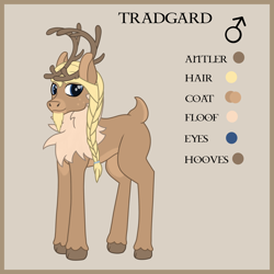 Size: 3200x3200 | Tagged: safe, artist:maître cervidé, oc, oc only, oc:tradgard, deer, original species, reindeer, antlers, fluffy, high res, male, reference sheet, solo