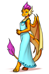 Size: 2000x3000 | Tagged: safe, artist:mykegreywolf, smolder, dragon, anthro, digitigrade anthro, g4, clothes, dragoness, dress, female, high res, simple background, smolder also dresses in style, solo, white background