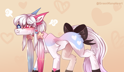 Size: 3500x2028 | Tagged: safe, artist:greenmaneheart, oc, oc only, oc:kore, earth pony, pony, bow, female, heterochromia, high res, mare, solo, tail, tail bow