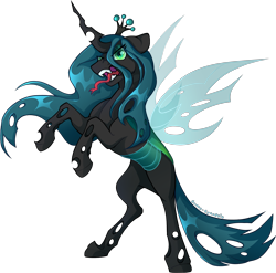 Size: 2822x2792 | Tagged: safe, alternate version, artist:sunny-synopsis, queen chrysalis, changeling, changeling queen, g4, commission, commissioner:reversalmushroom, high res, simple background, solo, transparent background