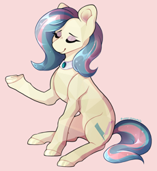 Size: 2811x3059 | Tagged: safe, alternate version, artist:sunny-synopsis, bonna fide, glamour gleam, crystal pony, g4, commission, high res, pink background, simple background, solo