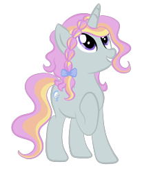 Size: 1349x1638 | Tagged: safe, artist:magicpebbles, oc, oc only, oc:fun fair, pony, unicorn, base used, braid, female, hoof on chest, horn, looking up, mare, simple background, smiling, solo, transparent background, unicorn oc
