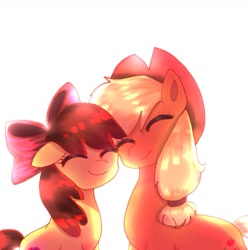Size: 1280x1289 | Tagged: safe, artist:jaanhavi, apple bloom, applejack, earth pony, pony, g4, adorabloom, apple sisters, cute, female, filly, foal, jackabetes, mare, siblings, simple background, sisters, white background