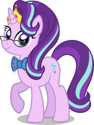 Size: 5000x6597 | Tagged: safe, artist:n0kkun, starlight glimmer, pony, unicorn, g4, absurd resolution, female, glasses, looking at you, mare, raised hoof, simple background, solo, transparent background, vector