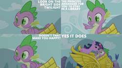 Size: 2000x1125 | Tagged: safe, edit, edited screencap, editor:quoterific, screencap, spike, twilight sparkle, pony, unicorn, friendship is magic, g4, ahegao, chariot, open mouth, tongue out, unicorn twilight