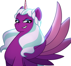 Size: 1532x1423 | Tagged: safe, opaline arcana, alicorn, pony, g5, my little pony: tell your tale, official, spoiler:g5, female, mare, netflix, simple background, solo, spread wings, transparent background, wings