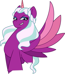 Size: 4677x5303 | Tagged: safe, opaline arcana, alicorn, pony, g5, my little pony: tell your tale, official, spoiler:g5, absurd resolution, female, looking at you, mare, netflix, simple background, solo, spread wings, transparent background, vector, wings