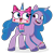 Size: 1920x1920 | Tagged: safe, artist:grapefruit-face, izzy moonbow, cat, pony, unicorn, g5, my little pony: tell your tale, bracelet, crossover, do not steal, duo, female, happy, jewelry, lego, looking at each other, looking at someone, mare, open mouth, simple background, the lego movie, transparent background, unikitty, unikitty!