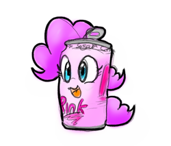 Size: 869x740 | Tagged: safe, artist:zutcha, pinkie pie, g4, objectification, simple background, smiling, soda can, solo, white background