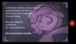 Size: 1176x675 | Tagged: safe, anonymous artist, pipp petals, pegasus, pony, series:anorexic sunny, g5, anorexia, dialogue, female, floppy ears, implied sunny starscout, implied weight loss, livestream, mare, phone, sad, solo, tears of sadness, weight loss