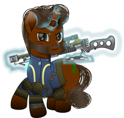 Size: 1988x1903 | Tagged: safe, artist:php178, artist:skrollz, oc, oc only, oc:willing vision, pony, unicorn, fallout equestria, .svg available, aura, bags under eyes, beard, birthday gift, brown eyes, brown mane, brown tail, buff, calculator, clothes, colored pupils, determination, determined, determined face, determined look, determined smile, facial hair, fallout equestria oc, full body, gift art, glowing, glowing horn, gradient mane, gradient tail, grin, gun, highlights, horn, inkscape, jumpsuit, leg guards, levitation, lifting, lying, lying down, magic, magic aura, male, moustache, movie accurate, muscles, pipbuck, pipbuck 3000, prone, realistic mane, rifle, shading, simple background, smiling, solo, stallion, svg, tail, telekinesis, transparent background, unicorn oc, vault suit, vector, weapon, wrinkles