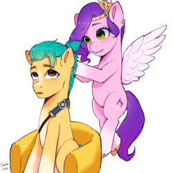Size: 2048x2048 | Tagged: safe, artist:xiaowu07, hitch trailblazer, pipp petals, earth pony, pegasus, pony, g5, chair, cute, featureless crotch, female, hairstyle, high res, male, manbun, mare, simple background, sitting, stallion, white background