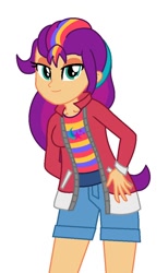 Size: 644x1048 | Tagged: safe, artist:robertsonskywa1, sunny starscout, human, equestria girls, g4, g5, clothes, equestria girls-ified, female, g5 to equestria girls, generation leap, hand on hip, mane stripe sunny, simple background, solo, white background