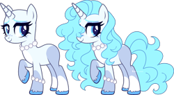 Size: 3058x1676 | Tagged: safe, artist:kurosawakuro, oc, oc only, unnamed oc, pony, unicorn, base used, blue eyes, bracelet, closed mouth, coat markings, colored hooves, colored pupils, eyeshadow, female, freckles, horn, jewelry, lidded eyes, looking back, makeup, mare, necklace, offspring, pale belly, parent:prince blueblood, parent:trixie, parents:bluetrix, raised hoof, simple background, smiling, socks (coat markings), solo, standing, transparent background, unicorn oc