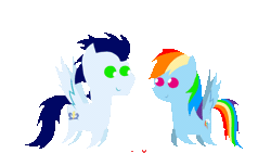 Size: 1280x720 | Tagged: safe, artist:mlplary6, rainbow dash, soarin', pegasus, pony, g4, animated, boyfriend and girlfriend, female, flying, gif, heart, looking at each other, looking at someone, male, mare, pointy ponies, ship:soarindash, shipping, simple background, smiling, stallion, straight, transparent background
