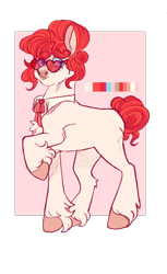 Size: 1324x2160 | Tagged: safe, artist:cactiflowers, oc, oc only, earth pony, pony, earth pony oc, glasses, heart shaped glasses, raised hoof, solo, sunglasses, unshorn fetlocks