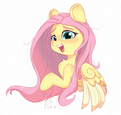 Size: 1000x953 | Tagged: safe, artist:inkypuso, fluttershy, pegasus, pony, g4, cute, female, mare, shyabetes, simple background, solo, white background, wings