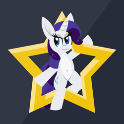 Size: 1200x1200 | Tagged: safe, artist:tridashie, rarity, pony, unicorn, g4, advertisement, advertisement in description, belly button, bipedal, female, full body, looking at you, mare, pale belly, redbubble, simple background, smiling, smiling at you, solo, stars, teepublic