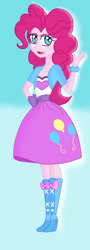 Size: 536x1491 | Tagged: safe, artist:muchigirl, pinkie pie, human, equestria girls, g4, boots, clothes, high heel boots, jacket, shirt, shoes, skirt, solo, vest