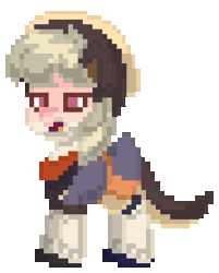 Size: 720x896 | Tagged: safe, artist:asiandra dash, earth pony, pony, pony town, animated, clothes, eyes closed, female, genshin impact, gif, mare, open mouth, pixel art, ponified, puffy cheeks, sayu (genshin impact), simple background, solo, transparent background, yawn