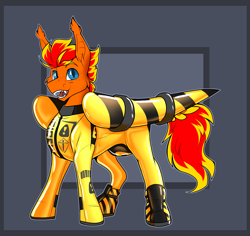 Size: 2400x2269 | Tagged: safe, artist:parrpitched, oc, oc:fireheart(fire), bat pony, pony, bat pony oc, clothes, concave belly, diaper, diaper fetish, diaper under clothes, fetish, fireheart76's latex suit design, gloves, high res, kink, latex, latex boots, latex gloves, latex suit, non-baby in diaper, padding, prisoners of the moon, rubber, rubber boots, rubber suit, solo