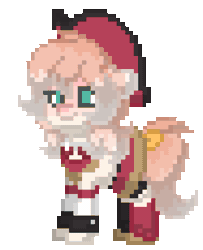 Size: 752x928 | Tagged: safe, artist:asiandra dash, earth pony, pony, pony town, animated, boop, clothes, female, genshin impact, gif, hat, lawyer, mare, pixel art, ponified, raised hoof, simple background, solo, transparent background, yanfei (genshin impact)