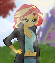 Size: 4944x5760 | Tagged: safe, artist:emeraldblast63, sunset shimmer, human, equestria girls, g4, belly button, breasts, cleavage, clothes, female, midriff, solo