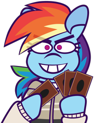 Size: 3672x4816 | Tagged: safe, artist:threetwotwo32232, rainbow dash, pegasus, pony, g4, female, looking at you, mare, simple background, solo, transparent background, yu-gi-oh!