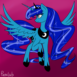 Size: 3000x3000 | Tagged: safe, artist:panelub, princess luna, alicorn, pony, g4, colored, female, high res, simple background, solo, spread wings, wings
