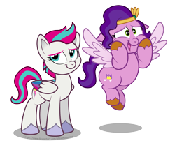 Size: 3567x2925 | Tagged: safe, artist:aleximusprime, pipp petals, zipp storm, pegasus, pony, g4, g5, adorapipp, adorazipp, airborne, chubby, colored wings, crown, cute, daaaaaaaaaaaw, duo, duo female, eyeroll, female, floating, folded wings, freakout, g5 to g4, generation leap, hand on face, hands on cheeks, high res, jewelry, mare, multicolored wings, open mouth, open smile, pipp is chubby, regalia, royal sisters (g5), royalty, shadow, siblings, simple background, sisters, smiling, spread wings, transparent background, wings