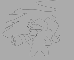 Size: 1024x830 | Tagged: safe, artist:aliceg, oc, oc only, oc:dyx, alicorn, pony, alicorn oc, bipedal, drugs, female, filly, foal, gray background, grayscale, horn, joint, marijuana, monochrome, simple background, smoking, smoking a fat blunt, solo, sunglasses