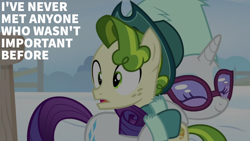 Size: 1920x1080 | Tagged: safe, edit, edited screencap, editor:quoterific, screencap, pistachio, rarity, earth pony, pony, unicorn, g4, my little pony best gift ever, doctor who, female, hug, male, mare, stallion