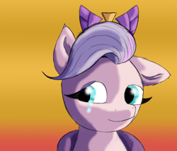 Size: 1800x1536 | Tagged: safe, artist:php176, derpibooru exclusive, queen haven, pegasus, pony, g5, crown, crying, cute, female, gradient background, happy, jewelry, mare, one ear down, queen, regalia, royalty, shading, smiling, solo