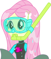 Size: 2184x2520 | Tagged: safe, edit, edited screencap, editor:homersimpson1983, screencap, fluttershy, human, equestria girls, equestria girls specials, g4, my little pony equestria girls: better together, my little pony equestria girls: forgotten friendship, background removed, clothes, dive mask, female, fluttershy's wetsuit, goggles, high res, not a vector, simple background, snorkel, solo, swimsuit, transparent background, wet hair, wetsuit