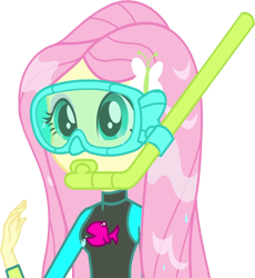 Size: 2319x2520 | Tagged: safe, edit, edited screencap, editor:homersimpson1983, screencap, fluttershy, human, equestria girls, equestria girls specials, g4, my little pony equestria girls: better together, my little pony equestria girls: forgotten friendship, background removed, clothes, dive mask, female, fluttershy's wetsuit, goggles, high res, not a vector, simple background, snorkel, solo, swimsuit, transparent background, wet hair, wetsuit