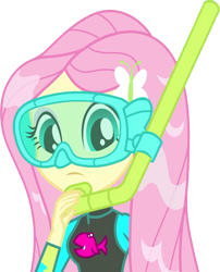 Size: 2037x2520 | Tagged: safe, edit, edited screencap, editor:homersimpson1983, screencap, fluttershy, human, equestria girls, equestria girls specials, g4, my little pony equestria girls: better together, my little pony equestria girls: forgotten friendship, background removed, clothes, dive mask, female, fluttershy's wetsuit, goggles, high res, not a vector, simple background, snorkel, solo, swimsuit, transparent background, wet hair, wetsuit