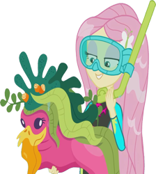 Size: 2261x2520 | Tagged: safe, edit, edited screencap, editor:homersimpson1983, screencap, fluttershy, human, equestria girls, g4, my little pony equestria girls: better together, unsolved selfie mysteries, background removed, clothes, dive mask, female, fluttershy's wetsuit, goggles, high res, not a vector, seaweed, simple background, snorkel, solo, swimsuit, transparent background, wet hair, wetsuit
