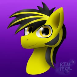 Size: 1200x1200 | Tagged: safe, artist:eldrick, oc, oc only, pony, bust, commission, gradient background, icon, looking at you, male, portrait, signature, smiling, smiling at you, solo, stallion
