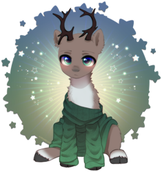 Size: 1988x2112 | Tagged: safe, alternate character, alternate version, artist:avrameow, part of a set, oc, oc only, deer, chest fluff, clothes, commission, deer oc, non-pony oc, oversized clothes, simple background, solo, sweater, transparent background, ych result