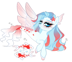 Size: 1700x1460 | Tagged: safe, artist:just-silvushka, oc, oc only, pegasus, pony, seapony (g4), starfish, adoptable, base used, blue eyes, bubble, cute, digital art, dorsal fin, eyelashes, eyeshadow, female, fin wings, fins, fish tail, flowing mane, flowing tail, fusion, looking at you, makeup, mare, seaponified, simple background, smiling, smiling at you, solo, species swap, spread wings, swimming, tail, transparent background, underwater, water, wings