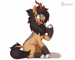 Size: 1250x1000 | Tagged: safe, artist:zendora, oc, oc only, kirin, glasses, kirin oc, leonine tail, simple background, solo, tail, white background