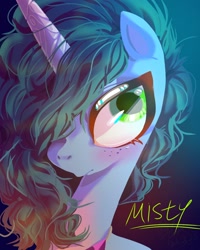 Size: 1080x1350 | Tagged: safe, artist:jully-park, misty brightdawn, pony, unicorn, g5, female, freckles, horn, jewelry, lineless, mare, necklace, solo